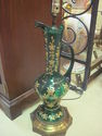 Vintage 1960's Painted Green Glass Pitcher Lamp