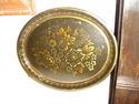 Vintage Metal Tole Tray with Gold Florals - Oval