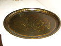 Vintage Metal Tole Tray with Gold Florals - Oval