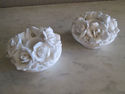 White Porcelain Floral Basket Candlesticks - Japan