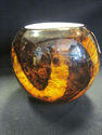 Brown and Amber Swirl Art Glass Vase/Candleholder