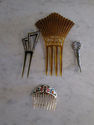 Set of Four Vintage Hair Combs & Hair Pin