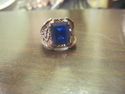 Antique Man's Ring - Blue Glass Stone - 10K Gold