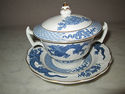 ANtique Sugar bowl and Saucer - Booth - Blue Drago