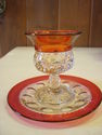 Antique Ruby Flash Glass wine and Dish