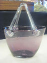 Beautiful Purple Art Glass Vase - Basket