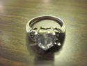 Ladies Sterling Silver CZ Ring - Heart Shaped Ston