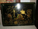 Vintage Metal Tole Tray with Gold Florals - Large 