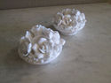 White Porcelain Floral Basket Candlesticks - Japan