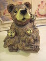 Carved Moma Bear and Three Babies Statue