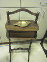 Vintage Wooden Smoke Stand with Brass Ashtray