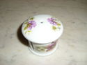 Beautiful Porcelain Stamp Holder - Purple Florals