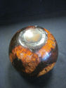 Brown and Amber Swirl Art Glass Vase/Candleholder