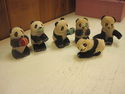 Set of Six Hand Made Crocheted Panda Bears - Diffe