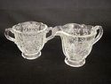 Antique Glass Etched Cream and Sugar