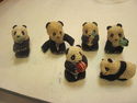 Set of Six Hand Made Crocheted Panda Bears - Diffe