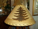 Rustic Twig Lamp with Handpainted Elk and Trees