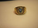 Antique Man's Ring - Light Blue Glass Stone - 10K 