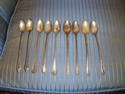 Set of Nine Iced Tea Spoons - Mixed Pattern - Silv