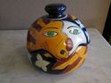 Mexican Ceramic Jar with Lid - Handpainted Sun and