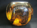 Brown and Amber Swirl Art Glass Vase/Candleholder