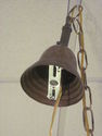 Antique Hanging Swag Lamp - Metal and Colored Glas