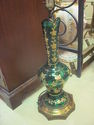 Vintage 1960's Painted Green Glass Pitcher Lamp