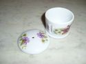 Beautiful Porcelain Stamp Holder - Purple Florals