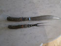 Antique Carving Set - Sterling and Antler Handles