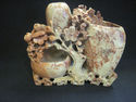 Carved Shousha Stone Chinese Vase - Floral Design