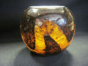 Brown and Amber Swirl Art Glass Vase/Candleholder