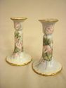 Pair French Limoges Hand-painted Candleholders - F