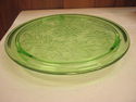 Beautiful Round Floral Patterned Green Glass Cake 