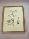 Vintage 1960's Cartoon Characture Drawing in Frame