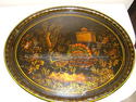 Vintage Metal Tole Tray with Gold Florals - Oval w