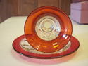 Antique Ruby Flash Glass wine and Dish