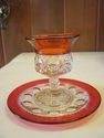 Antique Ruby Flash Glass wine and Dish