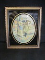 Antique Framed Embroidery - Lady and Man