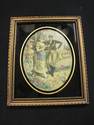 Antique Framed Embroidery - Lady and Man