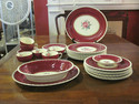 Set of Burleigh Ware China - Burgandy & Roses - 28