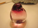 Rose Colored Glass Paper Weight - Penguin - Italy