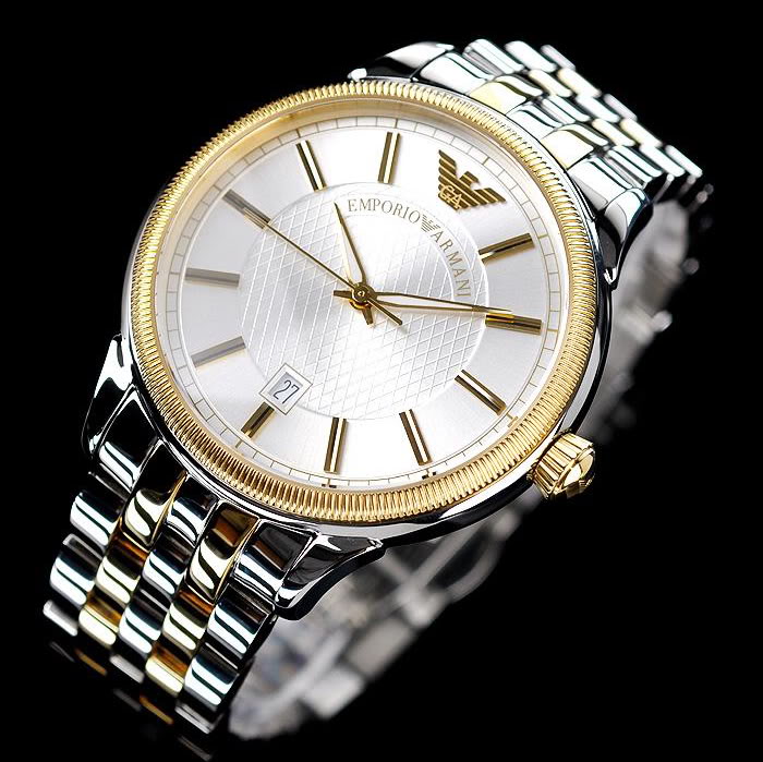 emporio armani watch silver and gold