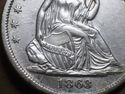 1863 S SILVER SEATED LIBERTY HALF DOLLAR Strong AU