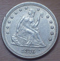 1876 Strong AU DETAILS SEATED LIBERTY QUARTER DOLL