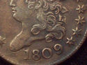 1809/6 1809 over 6 Repunched 9 HALF CENT Classic H