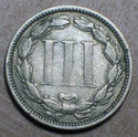 1876 3 THREE CENT PIECE Old US Coin from the Civil