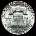 1950 - D BU SILVER FRANKLIN HALF DOLLAR - close FB