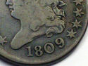 1809/6 1809 over 6 Repunched 9 HALF CENT Classic H