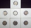 Set of 7 SILVER MERCURY DIMES All Dif Dates 1917 -