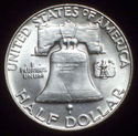 1953 - D BU SILVER FRANKLIN HALF DOLLAR - Close Fu